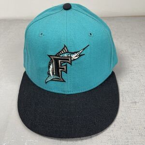 Vintage 90s Florida Marlins New Era Diamond Collection Fitted 7 Wool Hat Cap USA
